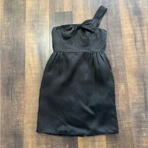 J.Crew Black Silk One Shoulder Bow Cocktail Dress Size 8